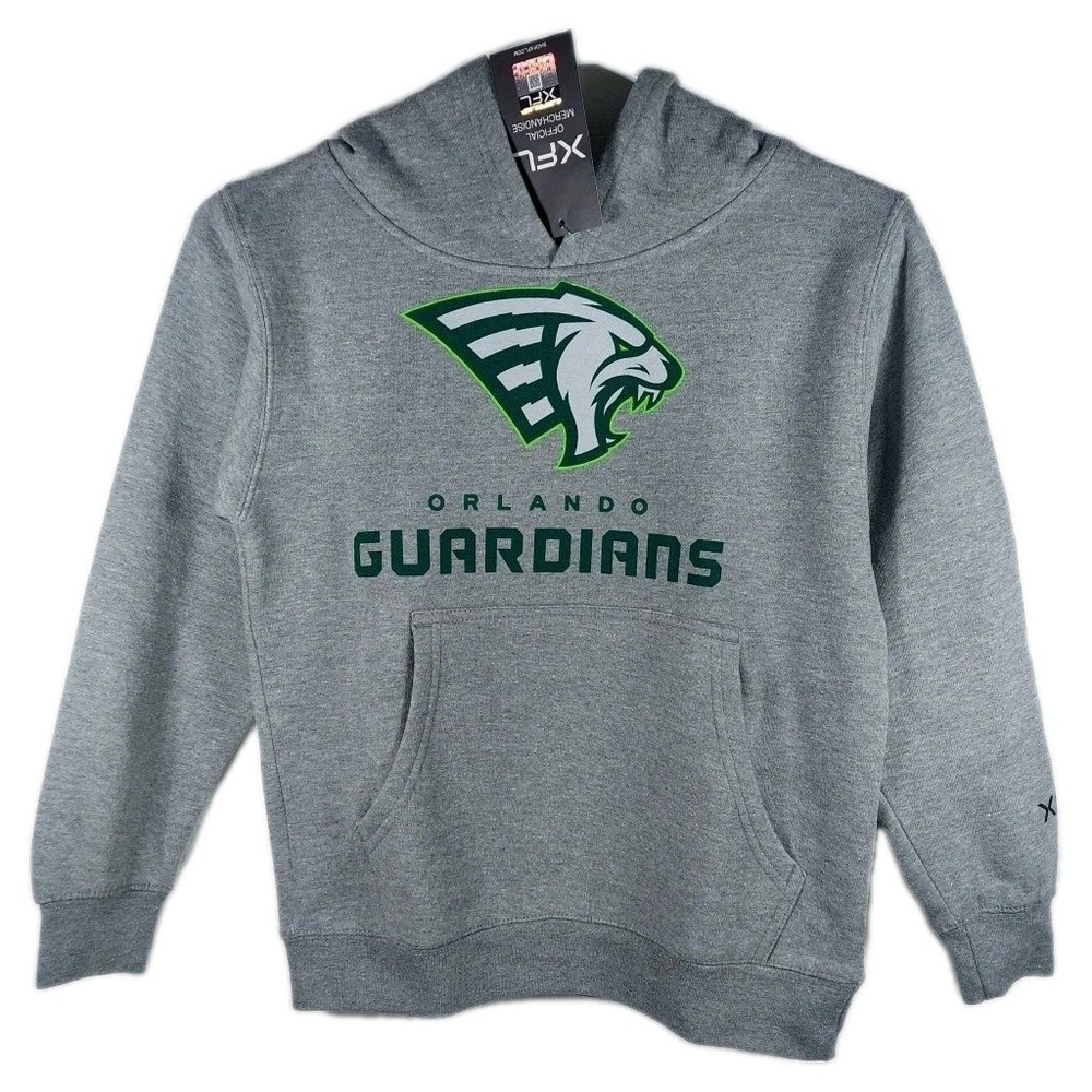 XFL Youth Size M - Orlando Guardians Lockup Logo Grey Hoodie